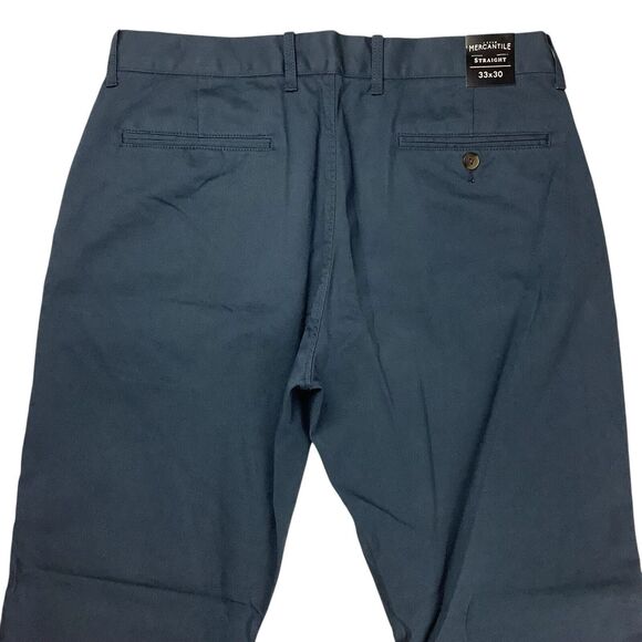 J Crew Mercantile Flex Pants Men's 33x30 (33x29) Straight Leg Chino Blue Stretch - Picture 4 of 14